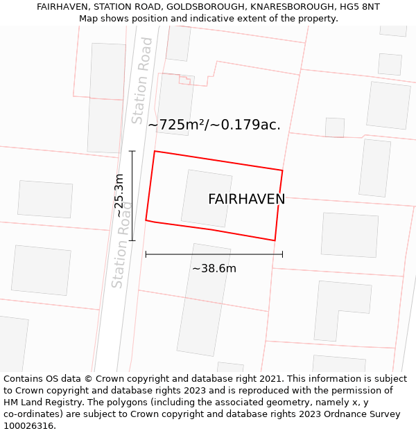 FAIRHAVEN, STATION ROAD, GOLDSBOROUGH, KNARESBOROUGH, HG5 8NT: Plot and title map