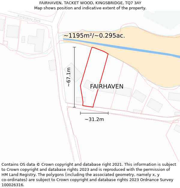 FAIRHAVEN, TACKET WOOD, KINGSBRIDGE, TQ7 3AY: Plot and title map