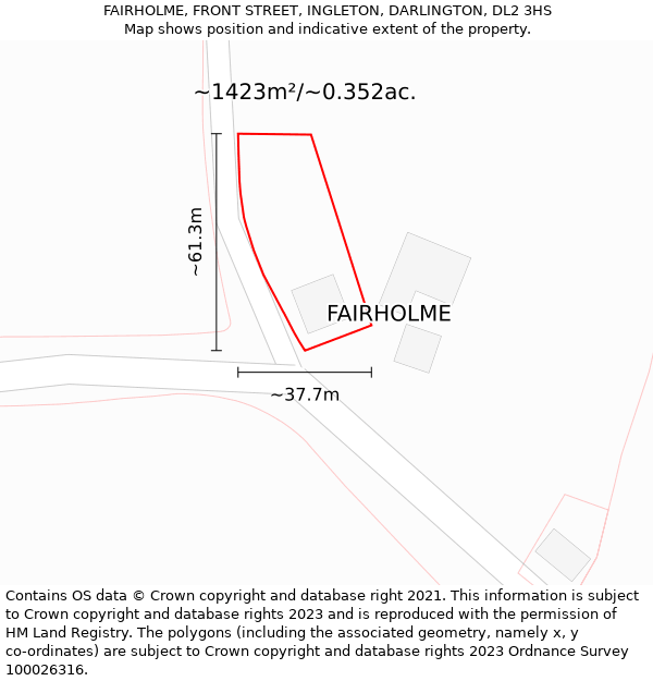 FAIRHOLME, FRONT STREET, INGLETON, DARLINGTON, DL2 3HS: Plot and title map