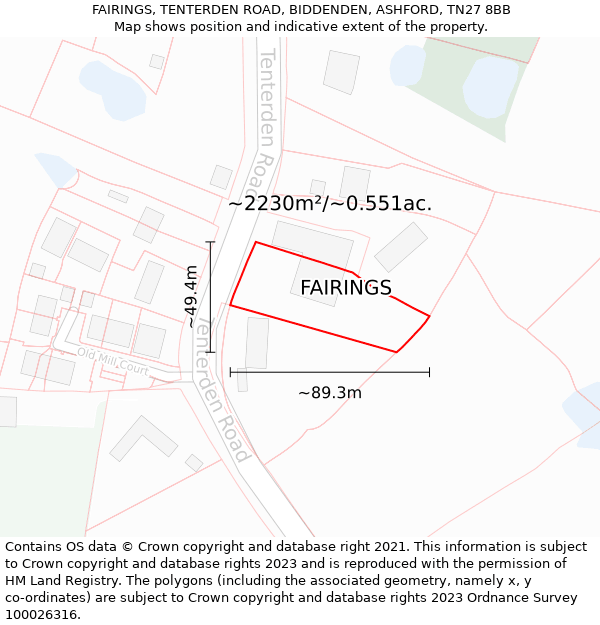 FAIRINGS, TENTERDEN ROAD, BIDDENDEN, ASHFORD, TN27 8BB: Plot and title map