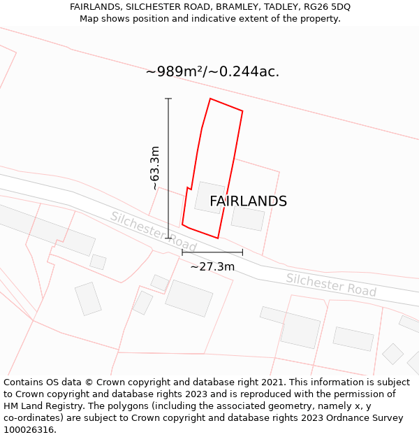 FAIRLANDS, SILCHESTER ROAD, BRAMLEY, TADLEY, RG26 5DQ: Plot and title map