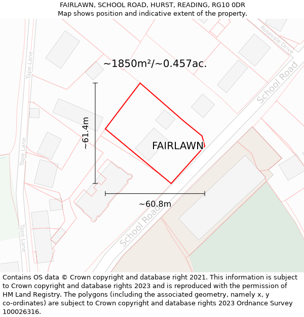 FAIRLAWN, SCHOOL ROAD, HURST, READING, RG10 0DR: Plot and title map