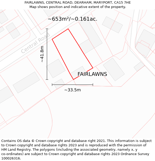 FAIRLAWNS, CENTRAL ROAD, DEARHAM, MARYPORT, CA15 7HE: Plot and title map