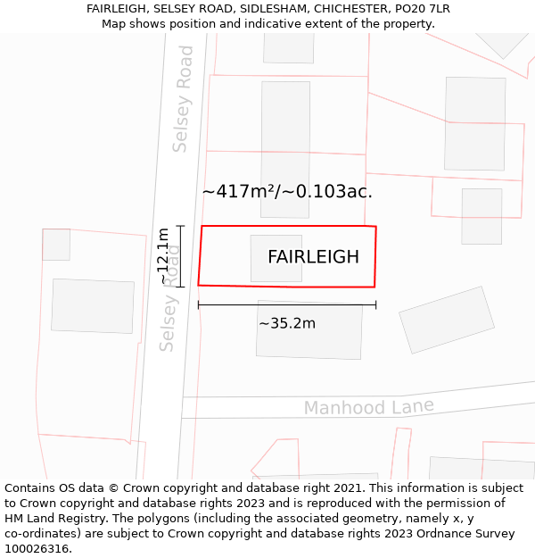 FAIRLEIGH, SELSEY ROAD, SIDLESHAM, CHICHESTER, PO20 7LR: Plot and title map