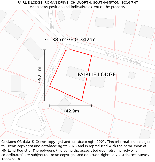 FAIRLIE LODGE, ROMAN DRIVE, CHILWORTH, SOUTHAMPTON, SO16 7HT: Plot and title map