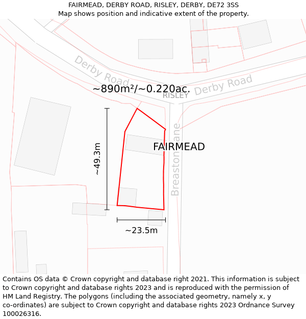 FAIRMEAD, DERBY ROAD, RISLEY, DERBY, DE72 3SS: Plot and title map