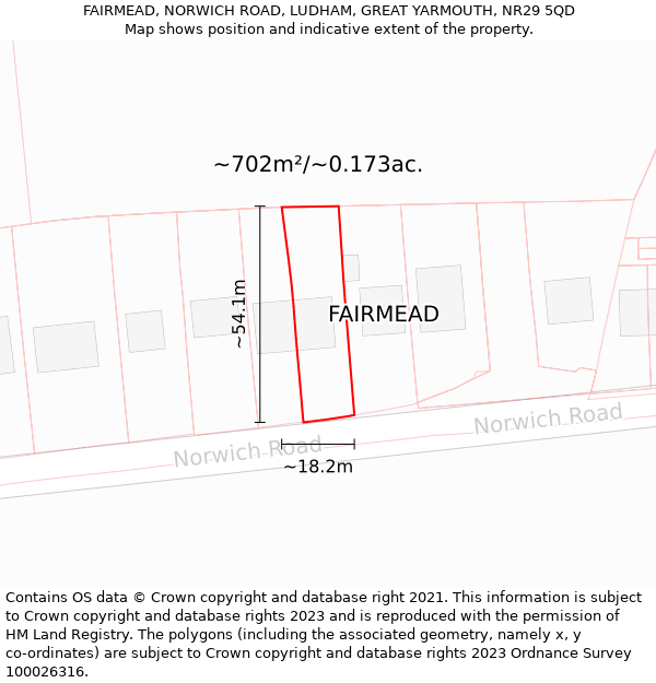 FAIRMEAD, NORWICH ROAD, LUDHAM, GREAT YARMOUTH, NR29 5QD: Plot and title map