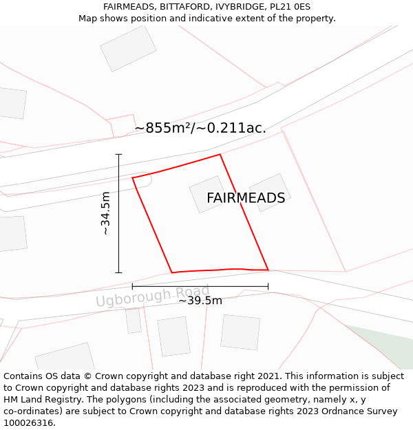 FAIRMEADS, BITTAFORD, IVYBRIDGE, PL21 0ES: Plot and title map