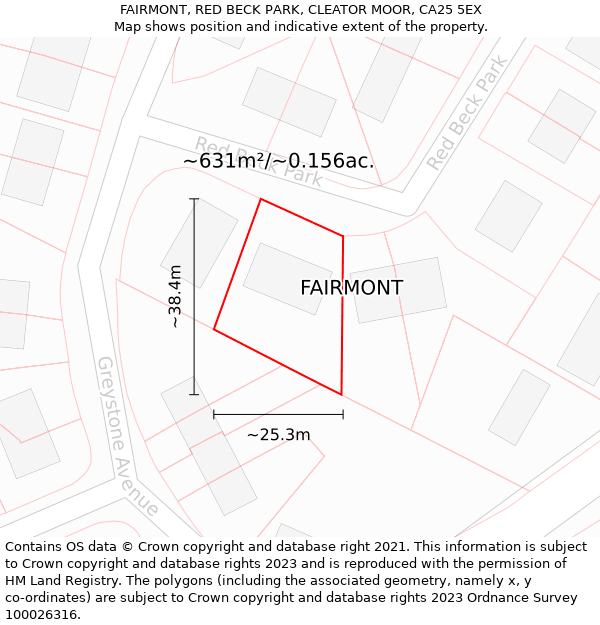 FAIRMONT, RED BECK PARK, CLEATOR MOOR, CA25 5EX: Plot and title map