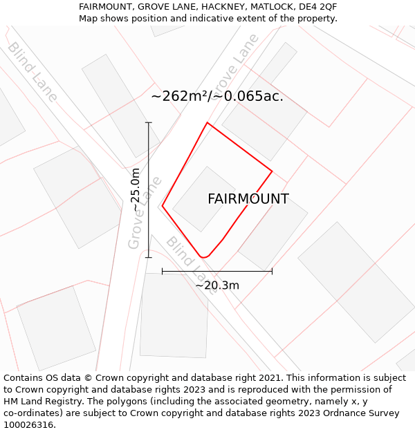 FAIRMOUNT, GROVE LANE, HACKNEY, MATLOCK, DE4 2QF: Plot and title map