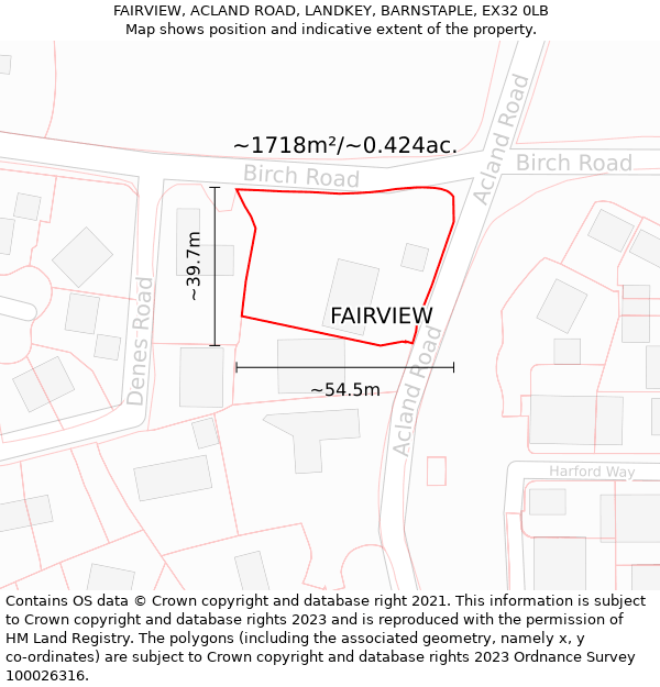 FAIRVIEW, ACLAND ROAD, LANDKEY, BARNSTAPLE, EX32 0LB: Plot and title map