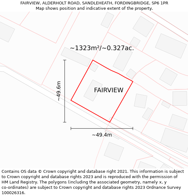 FAIRVIEW, ALDERHOLT ROAD, SANDLEHEATH, FORDINGBRIDGE, SP6 1PR: Plot and title map