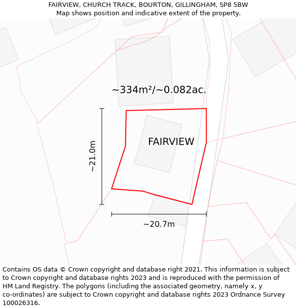 FAIRVIEW, CHURCH TRACK, BOURTON, GILLINGHAM, SP8 5BW: Plot and title map