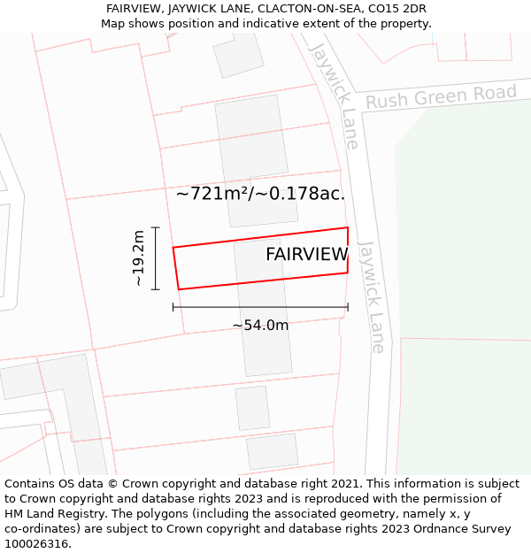 FAIRVIEW, JAYWICK LANE, CLACTON-ON-SEA, CO15 2DR: Plot and title map