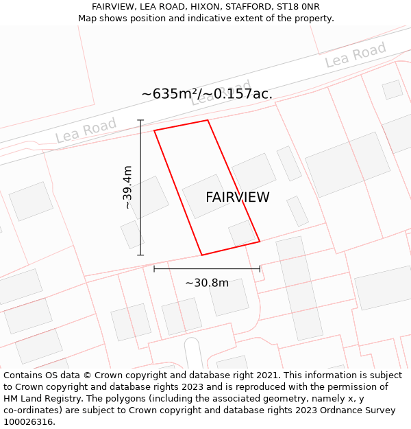FAIRVIEW, LEA ROAD, HIXON, STAFFORD, ST18 0NR: Plot and title map
