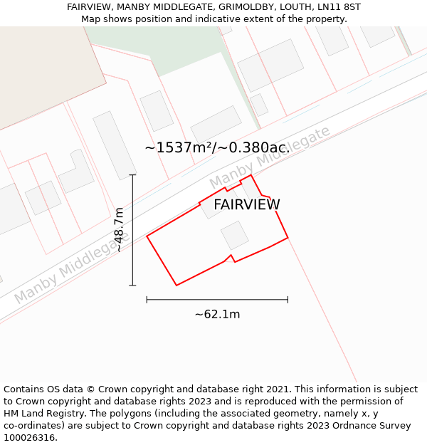 FAIRVIEW, MANBY MIDDLEGATE, GRIMOLDBY, LOUTH, LN11 8ST: Plot and title map