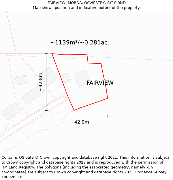 FAIRVIEW, MORDA, OSWESTRY, SY10 9ND: Plot and title map