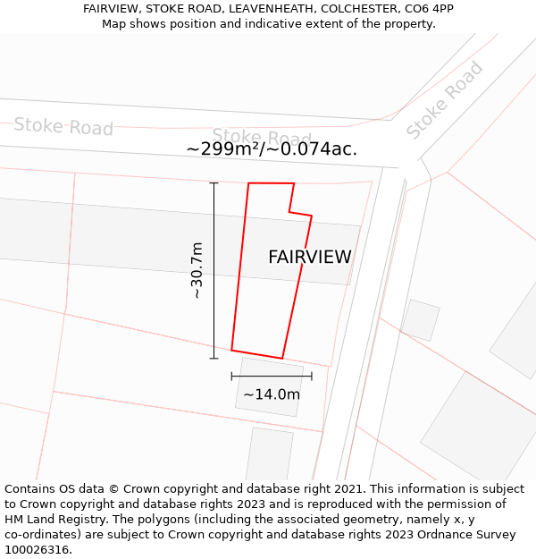 FAIRVIEW, STOKE ROAD, LEAVENHEATH, COLCHESTER, CO6 4PP: Plot and title map