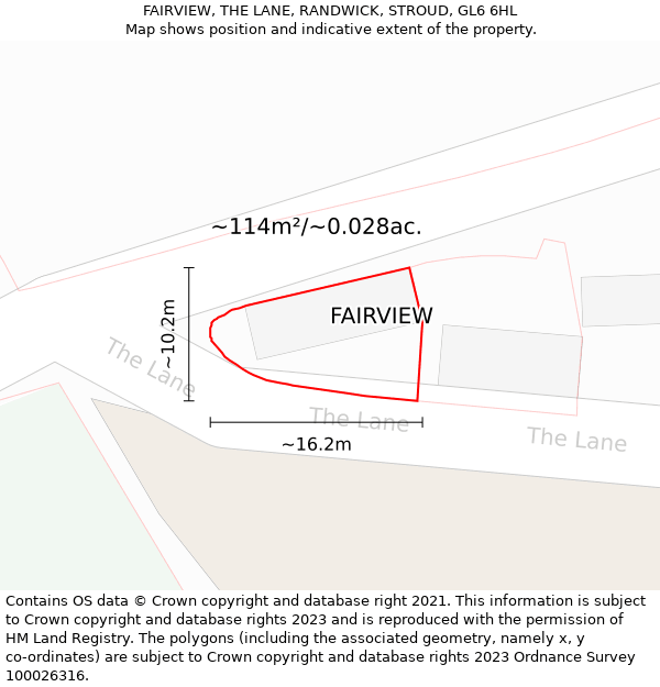 FAIRVIEW, THE LANE, RANDWICK, STROUD, GL6 6HL: Plot and title map