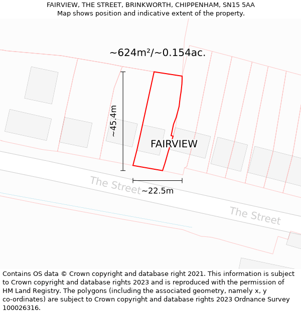 FAIRVIEW, THE STREET, BRINKWORTH, CHIPPENHAM, SN15 5AA: Plot and title map