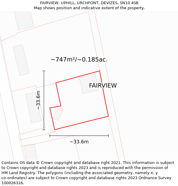 FAIRVIEW, UPHILL, URCHFONT, DEVIZES, SN10 4SB: Plot and title map