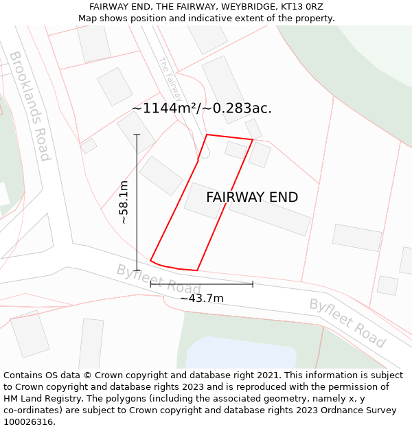 FAIRWAY END, THE FAIRWAY, WEYBRIDGE, KT13 0RZ: Plot and title map