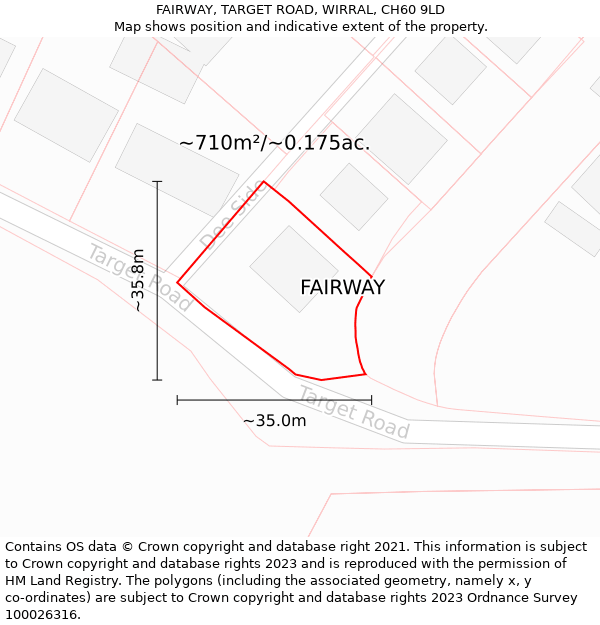 FAIRWAY, TARGET ROAD, WIRRAL, CH60 9LD: Plot and title map