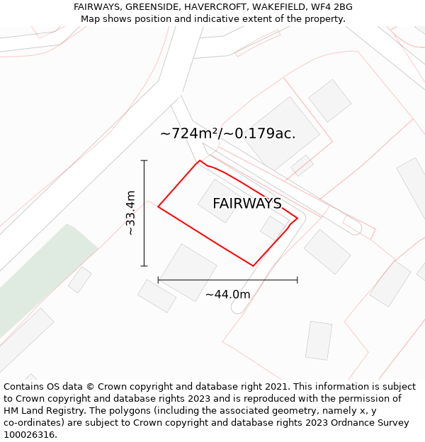 FAIRWAYS, GREENSIDE, HAVERCROFT, WAKEFIELD, WF4 2BG: Plot and title map