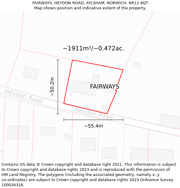 FAIRWAYS, HEYDON ROAD, AYLSHAM, NORWICH, NR11 6QT: Plot and title map