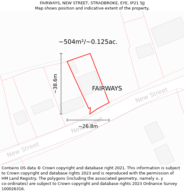 FAIRWAYS, NEW STREET, STRADBROKE, EYE, IP21 5JJ: Plot and title map