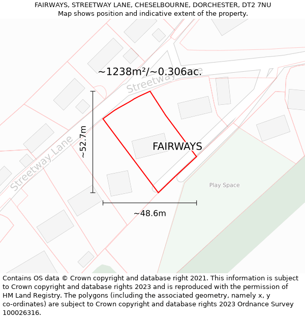 FAIRWAYS, STREETWAY LANE, CHESELBOURNE, DORCHESTER, DT2 7NU: Plot and title map