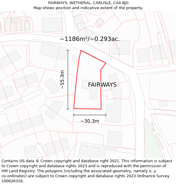 FAIRWAYS, WETHERAL, CARLISLE, CA4 8JD: Plot and title map