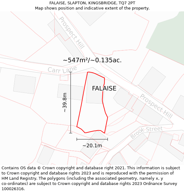 FALAISE, SLAPTON, KINGSBRIDGE, TQ7 2PT: Plot and title map