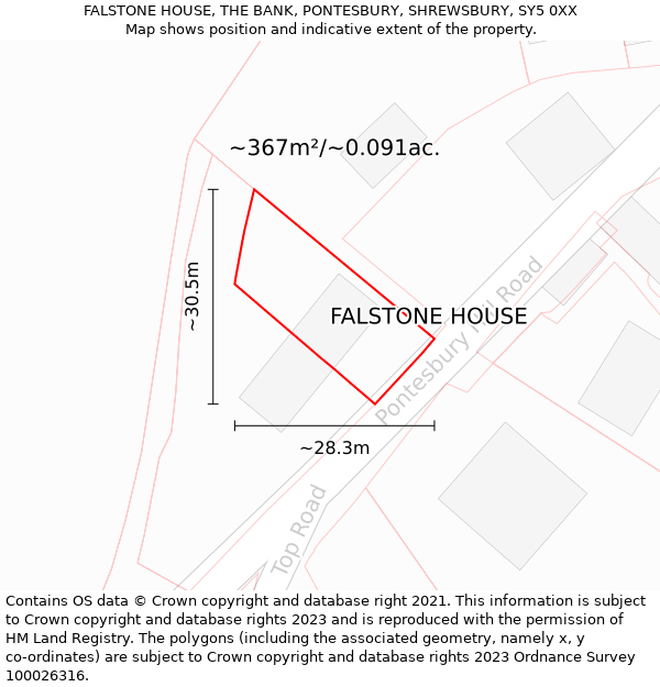 FALSTONE HOUSE, THE BANK, PONTESBURY, SHREWSBURY, SY5 0XX: Plot and title map