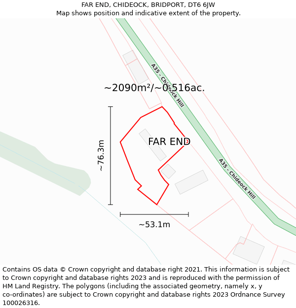 FAR END, CHIDEOCK, BRIDPORT, DT6 6JW: Plot and title map