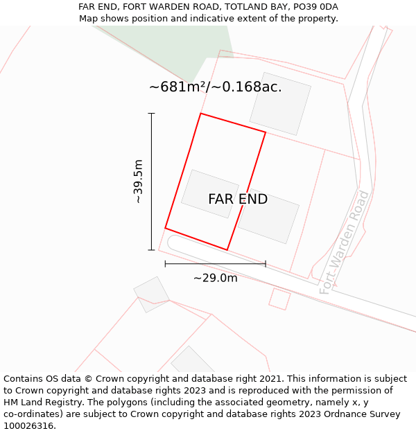 FAR END, FORT WARDEN ROAD, TOTLAND BAY, PO39 0DA: Plot and title map