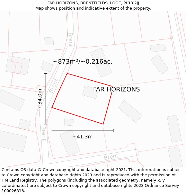 FAR HORIZONS, BRENTFIELDS, LOOE, PL13 2JJ: Plot and title map