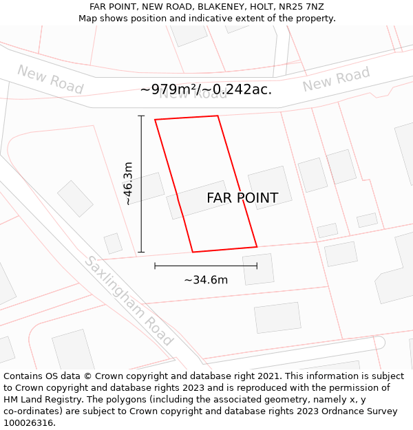 FAR POINT, NEW ROAD, BLAKENEY, HOLT, NR25 7NZ: Plot and title map