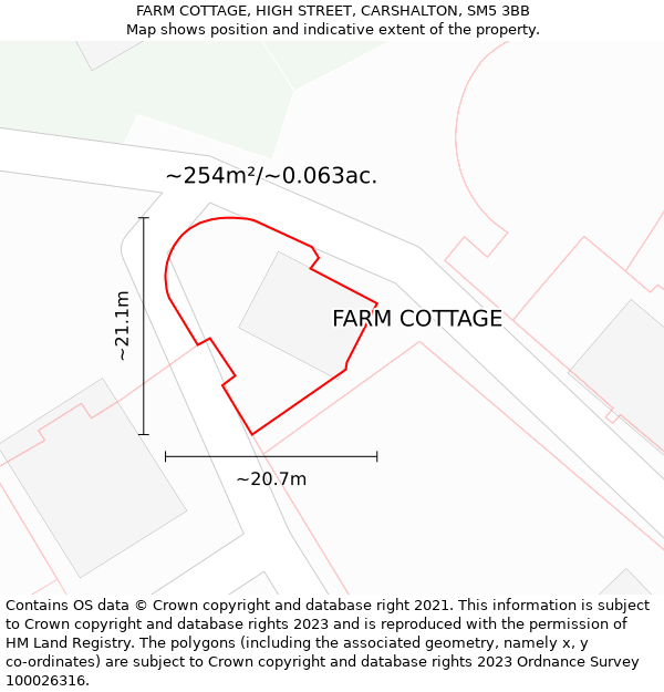 FARM COTTAGE, HIGH STREET, CARSHALTON, SM5 3BB: Plot and title map