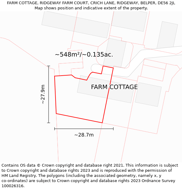 FARM COTTAGE, RIDGEWAY FARM COURT, CRICH LANE, RIDGEWAY, BELPER, DE56 2JL: Plot and title map