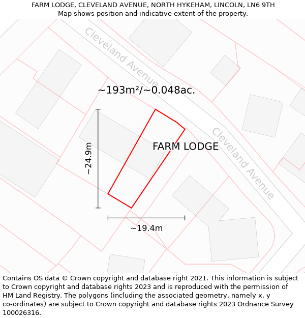 FARM LODGE, CLEVELAND AVENUE, NORTH HYKEHAM, LINCOLN, LN6 9TH: Plot and title map