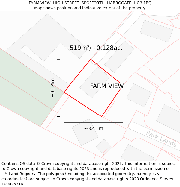 FARM VIEW, HIGH STREET, SPOFFORTH, HARROGATE, HG3 1BQ: Plot and title map