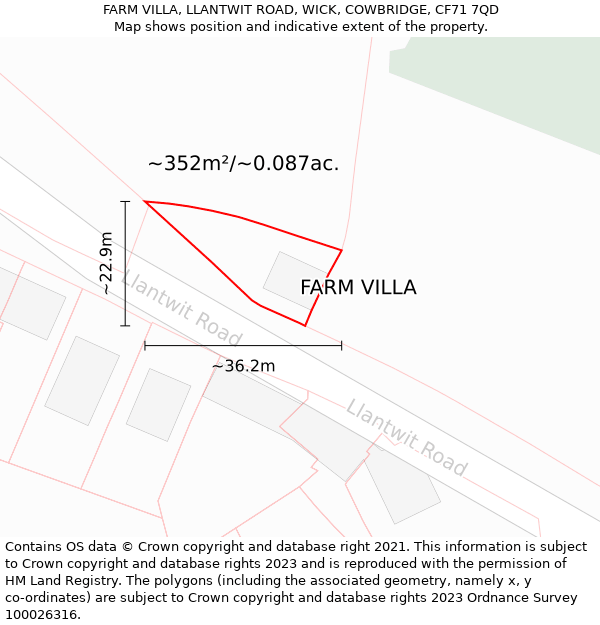 FARM VILLA, LLANTWIT ROAD, WICK, COWBRIDGE, CF71 7QD: Plot and title map