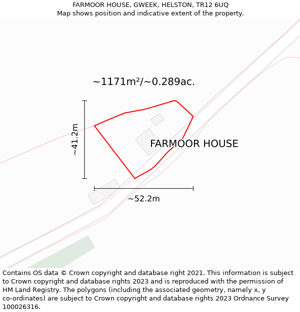 FARMOOR HOUSE, GWEEK, HELSTON, TR12 6UQ: Plot and title map