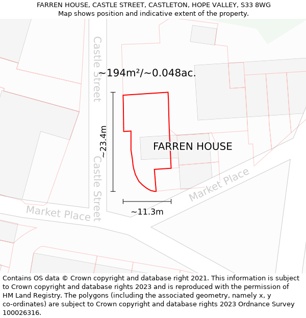 FARREN HOUSE, CASTLE STREET, CASTLETON, HOPE VALLEY, S33 8WG: Plot and title map