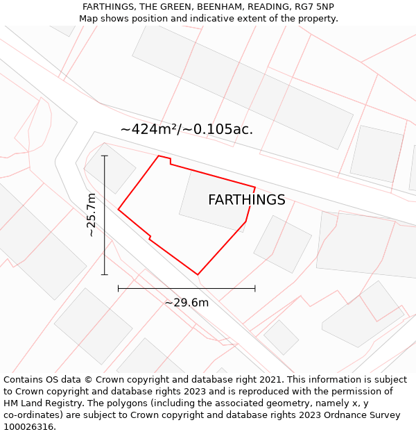 FARTHINGS, THE GREEN, BEENHAM, READING, RG7 5NP: Plot and title map