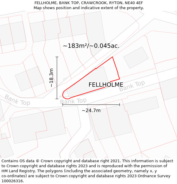 FELLHOLME, BANK TOP, CRAWCROOK, RYTON, NE40 4EF: Plot and title map