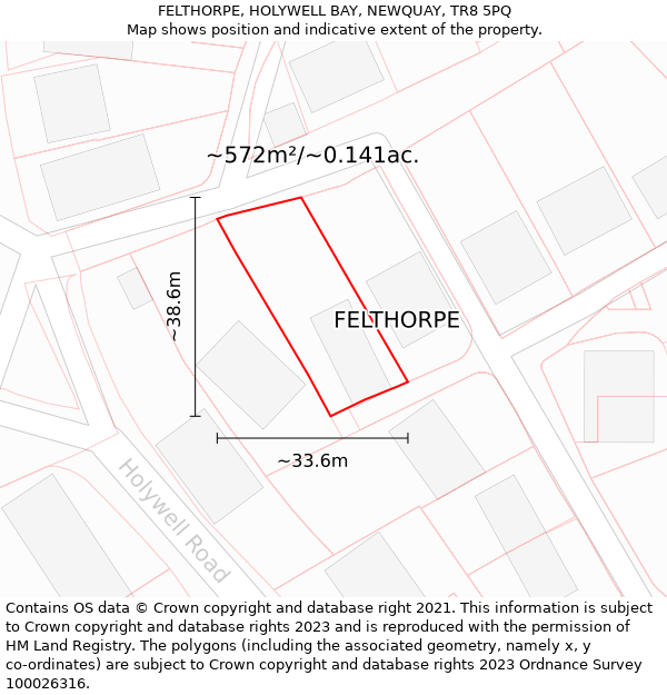 FELTHORPE, HOLYWELL BAY, NEWQUAY, TR8 5PQ: Plot and title map