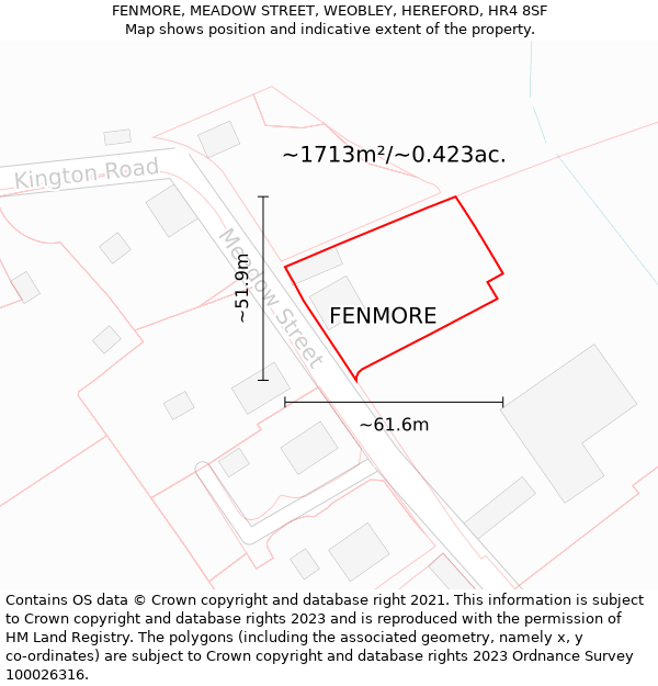 FENMORE, MEADOW STREET, WEOBLEY, HEREFORD, HR4 8SF: Plot and title map