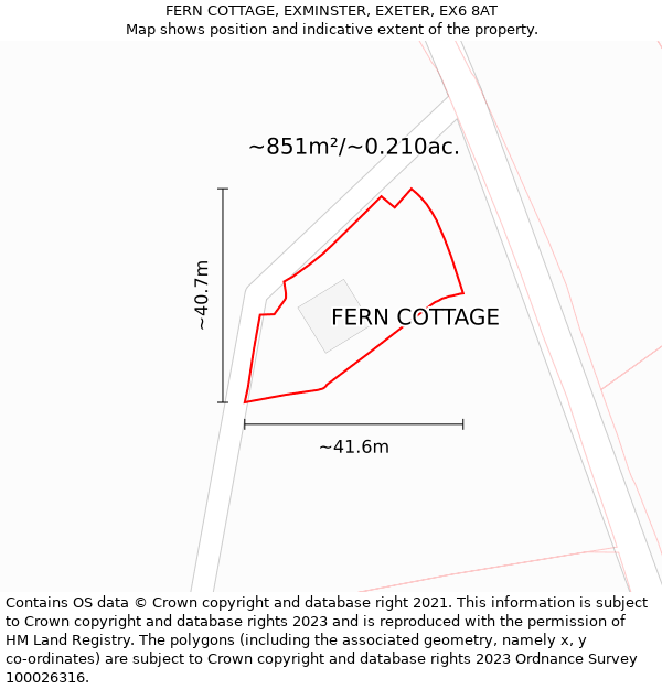 FERN COTTAGE, EXMINSTER, EXETER, EX6 8AT: Plot and title map